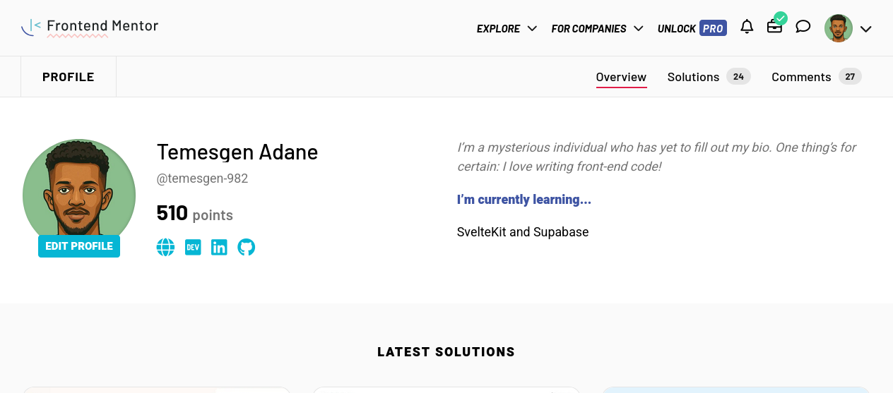 Screenshot of FrontendMentor Solutions