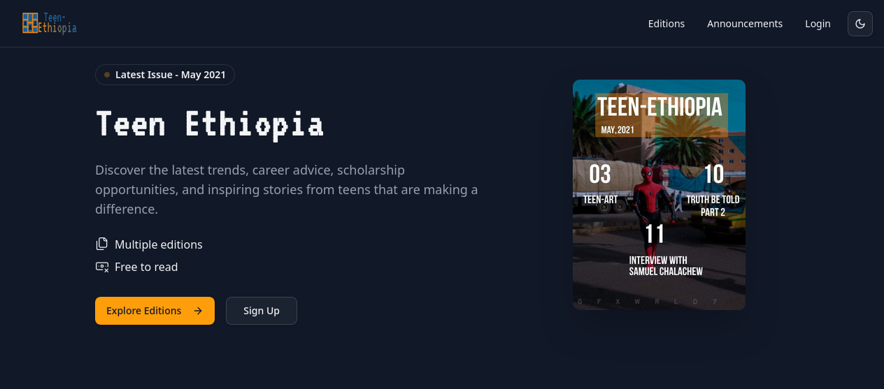 Screenshot of Teen Magazine